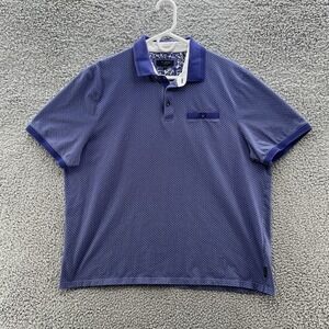 Ted Baker Polo Shirt Mens 7 or 2XL Purple Micro Dot Pocket Casual Pullover